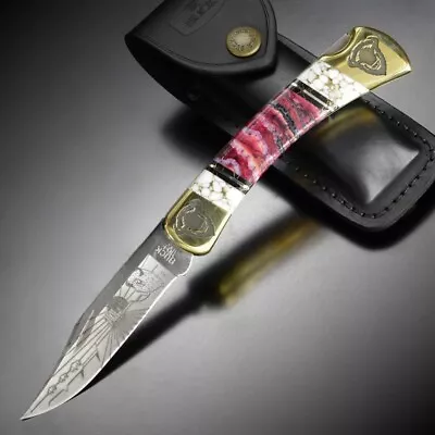 Buck  110 Custom Folding Hunter Knife  Yellowhorse Limited Mammoth Tooth Fossil • $690