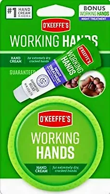 O'Keeffe's Working Hands Hand Cream 2.7 Oz Bonus Night Treatment .25 Oz. • $14.99