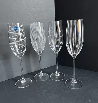 Set Of 4 Mikasa  CHEERS  Etched Champagne Glasses Flutes • $24.99