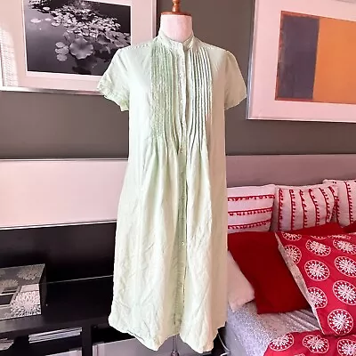 - J. Jill Linen Blend Mandarin Collar Pleated Bodice Midi Dress MED • $21