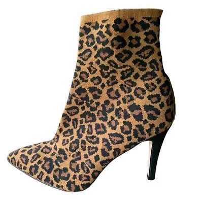 MIA Stretch Knit Ankle Boots Ladies Size 9 M Cheetah Print Knit Stiletto Bootie • $30