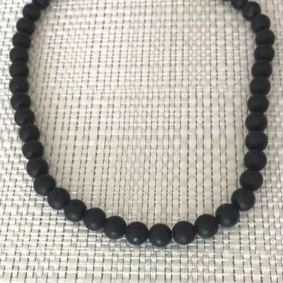 Mens Matte Black Onyx Beaded Long And Short 6mm Necklace • $28