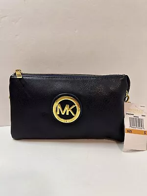 Michael Kors Derby Crossbody Bag/Clutch Navy Blue Gold Hardware NWT • $69