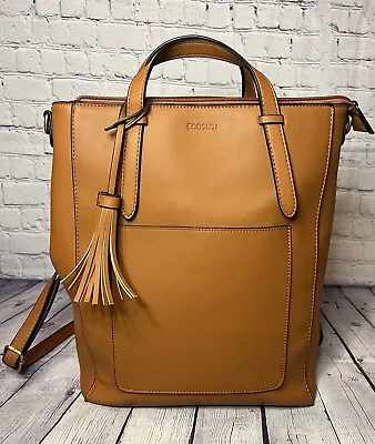 Ecosusi Women Messenger Briefcase Backpack Laptop Bag Brown Gold Tone • $30