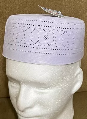 Islamic Muslim Hat Namaz Topi Kufi MEN Cap White Size 57 Cm • $4.95