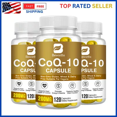 3 Packs Coenzyme Q-10 CoQ10 Capsules 200mg Heart Health Energy Support 120 Caps • $28.99