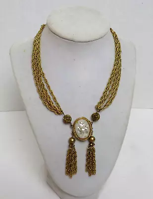 Vintage Unsigned Miriam Haskell Gold Tone & Faux Pearl Choker • $99.99