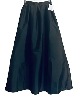 Shabby Apple Petite Black Taffeta Maxi Ball Skirt Formal Full Length Glam Party • £62.67