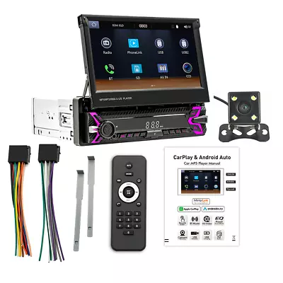 Single Din Car Radio 7in MP5 Stereo Bluetooth FM Multimedia Player W/Rear Camera • $115.10