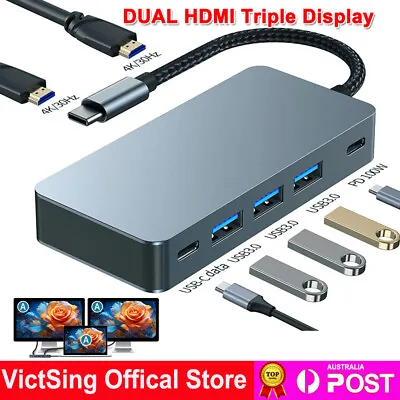 USB C Hub Docking Station Dual 4K HDMI USB 3.0 PD Adapter Triple Display Monitor • $40.84