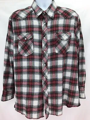 Mens 2XL WRANGLER Western Snap Button Up Cotton Flannel Shirt • $18.25