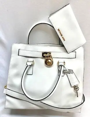 MICHAEL KORS Large Hamilton Tote With Matching Wallet Optic White NWT • $225.50