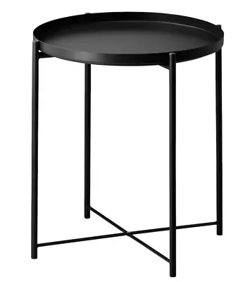 IKEA GLADOM Side Table W/Removable Tray Top Steel Black 17 1/2 X 20 5/8  New • $54.23