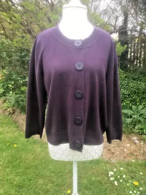 Women's Size 18 Purple Cardigan 'MATALAN'. 3/4 Length Sleeves. • £7