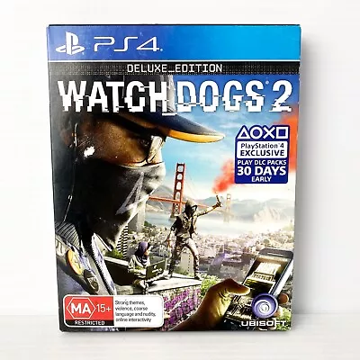 Watch Dogs 2: Deluxe Edition - NO DLC - PS4 - Tested & Working - Free Postage • $19.88