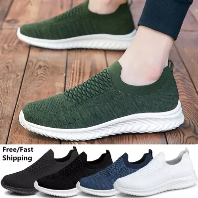 Mens Slip On Lightweight Walk Sports Running Casual Fashion Trainers Shoes Size • £22.09