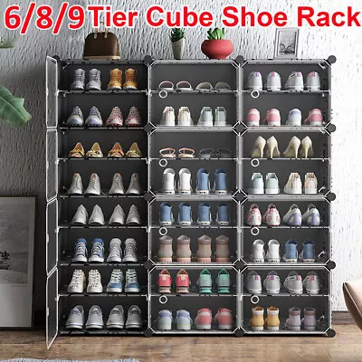 $54.99 • Buy Multi-Cube Clear Door DIY Shoe Rack Storage Cabinet Stackable Boots Organizer AU