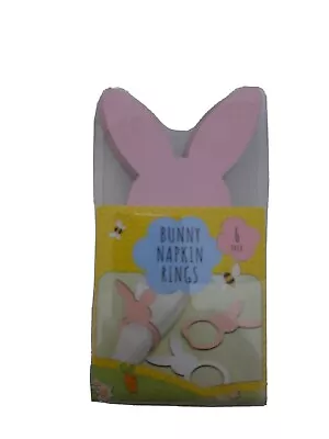 6 X Easter Bunny Wooden Napkin Rings  3 X Easter Bunny Napkin Rings BOXED • £2.99