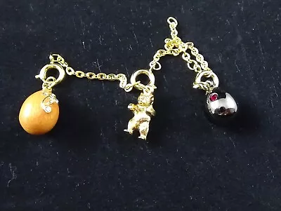 2 Joan Rivers Fabrege Egg Charms W/Extenders Plus Bear Charm Gold Silver /Red • $25