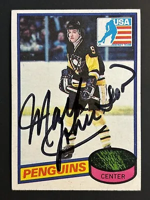 Mark Johnson Usa Olympic Team Pittsburgh Penguins 1980 Signed Rookie Hockey Card • $74.95