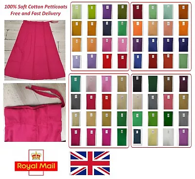 100% Cotton Sari (saree) Petticoats Saris Underskirts All Colours Available • £8.99