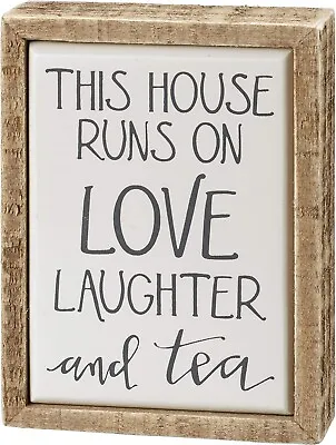 Love Laughter And Tea Primitive By Kathy Wood Enamel Mini Sign 3 In X 4 In • $10.95