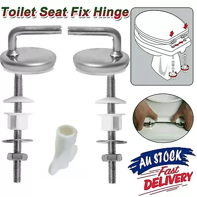 2X Quality Top Fix WC Toilet Seat Hinge Fittings Quick Release Hinges Pro Steel • $22.59