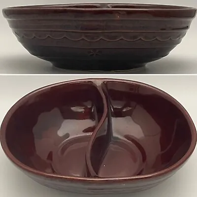 Marcrest Pottery Daisy Dot Stoneware Oval Divided Serving Bowl Made In USA 54 Oz • $16