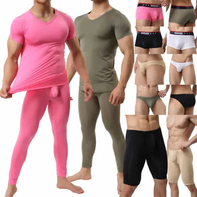 Sexy Mens Seamless Underwear T-shirt Boxer Briefs Shorts Long Trousers Underpant • £9.30