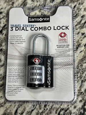 New Samsonite Travel Sentry 3-Dial TSA Combination Lock Luggage Black • $6.99