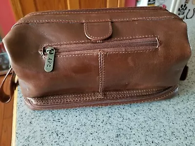 Mens Leather Travel Toiletry Bag • $37