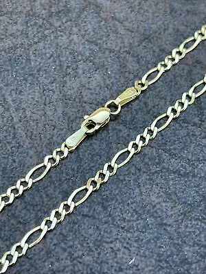 Solid 14k Gold Figaro Link Chain 3mm Necklace For Pendant Mens Ladies 16-24  • $299.69