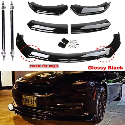 For E36 E46 E90 E91 E92 Front Bumper Lip Body Kit Spoiler Splitter Gloss Black • $59.99