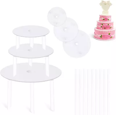 Vicloon Cake Dowel Rods Set 9 Pcs Plastic Cake Support Rods White Cake Stand • £7.49