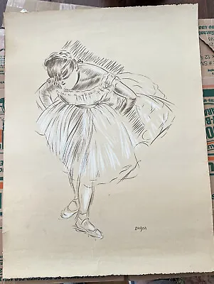 £24.55 • Buy Edgar Degas Silkscreen Print Of Pastel Ballerina Drawing Thick Paper 26” X  20”