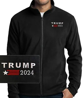 Trump 2024  Embroidered Flag Black Micro Fleece Jacket 2024 • $35.99