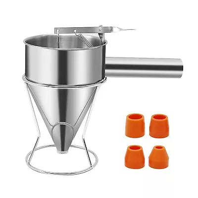 Stainless Steel Pancake Batter Dispenser With Stand And 4 Size Silicone Mouth... • $30.58