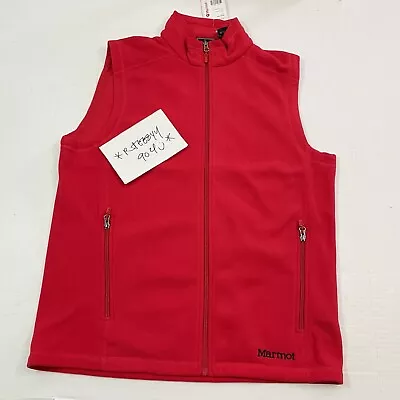 $55 Mens Size L Marmot Rocklin Fleece Full Zip Vest 901077 Large Team Red • $39