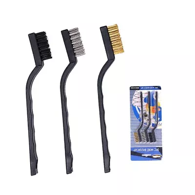 3 Mini Wire Nylon Brass Stainless Steel Wire Cleaning Polishing Wheel Tire Brush • $5.98