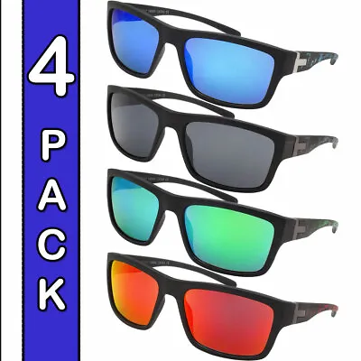 Mens Sunglasses Color Mirror Sport 4 Pack Fishing Lakeside Lifestyle Sunglasses • $11.95