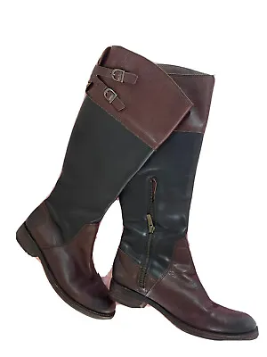 VINCE CAMUTO Women’s Size 7.5 B Black Burgundy Keaton Leather Riding Tall Boots • $48