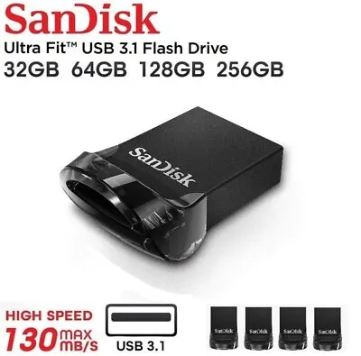 £8.99 • Buy SanDisk Ultra Fit USB 3.1 32GB 64GB 128GB 256GB 3.0 Flash Drive Memory Stick Pen