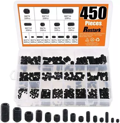 450Pcs M3/M4/M5/M6/M8 Allen Head Socket Hex Grub Screw Set Assortment Kit With I • $25.55