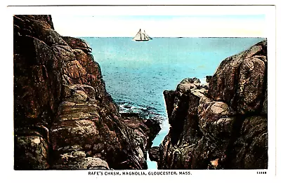 Gloucester Mass RAFE'S CHASM Ocean Rocks Shore Gap Magnolia Vintage MA Postcard • $2.95