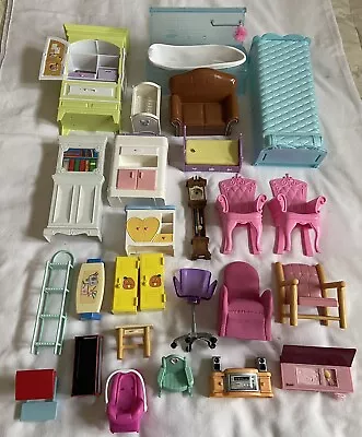 Vintage Lot Of 22 Barbie/Bratz? Doll Furniture - Bathtub Bed Chests Car Seat • $26.99