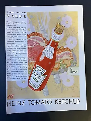 Vtg 1929 H.J. Heinz 57 Tomato Ketchup Ad Gives More Real Value • $21.83