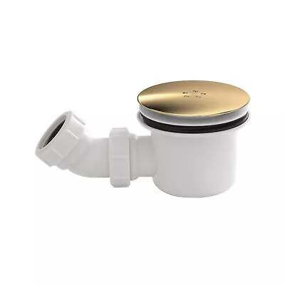 Brushed Brass 90mm Hi-Flow Fast Shower Tray Waste Trap Dome Cover Easy Clean • £14.94