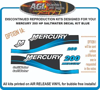 MERCURY 200 Saltwater Reproduction Decal Kit 115 150 175 225 250 Optimax EFI • $55.19