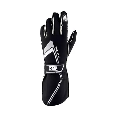 OMP Racing Tecnica Gloves My2021 Black/White - Size M (Fia 8856-2018) • $183.47