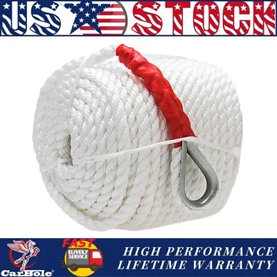 3/4  200 FT 3 Strand Twisted Polypr Anchor Rope Braided Boat Dock Line W/Thimble • $79.59